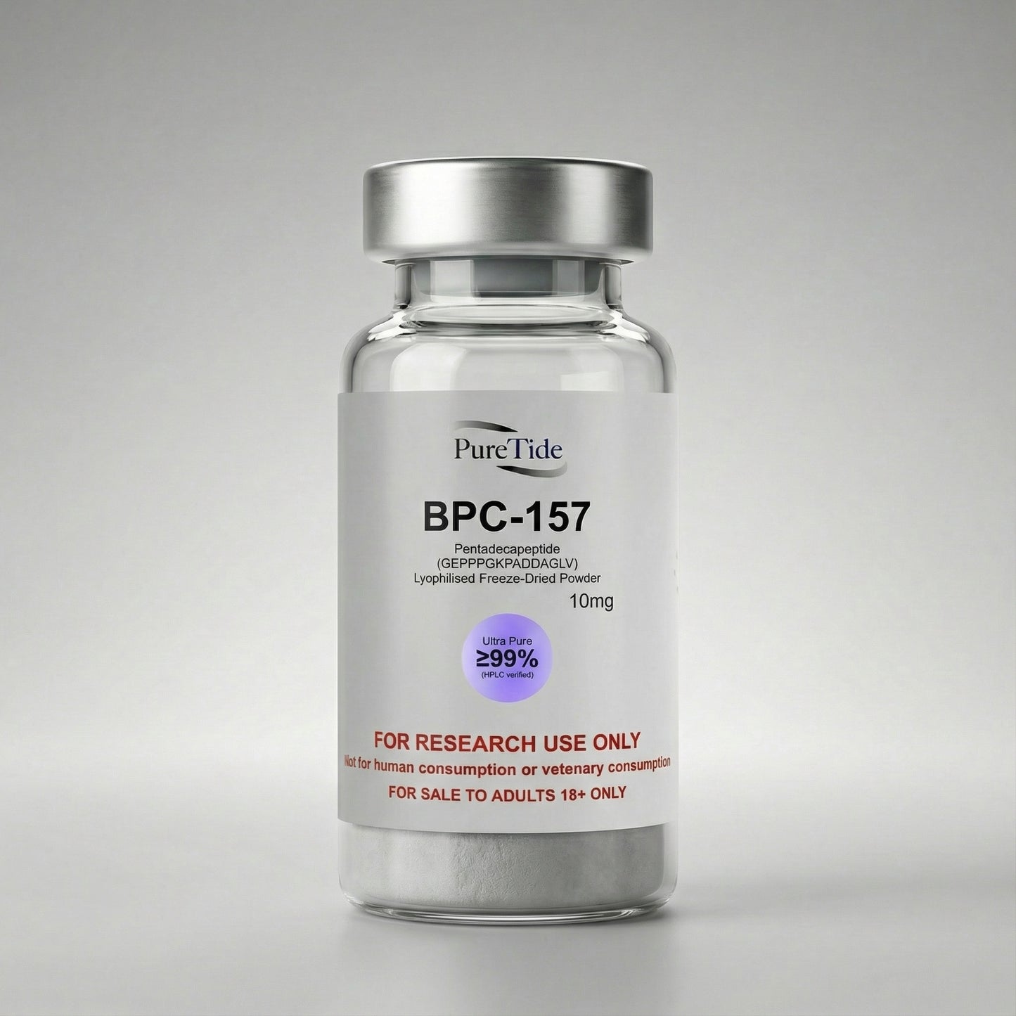 BPC-157 Vial product shot on studio backdrop