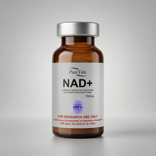 Product Shot of NAD+ Vial on studio backdrop