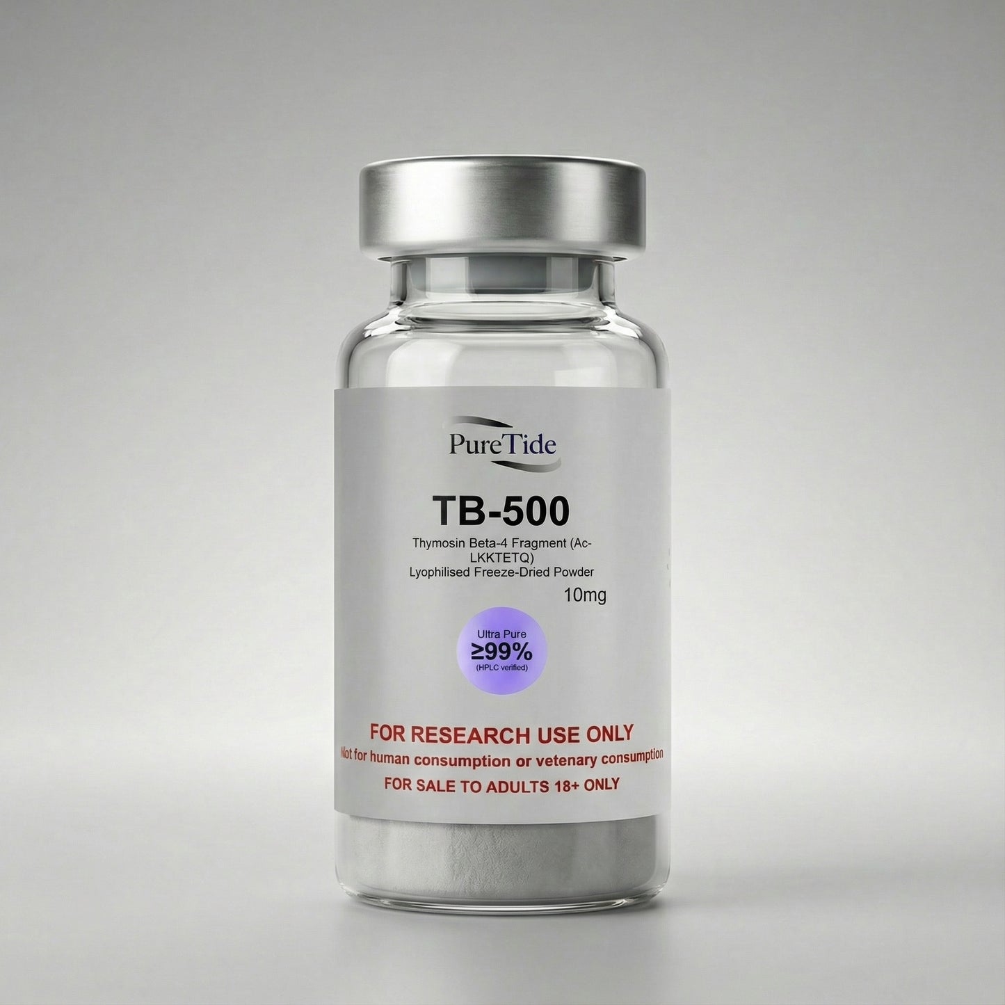 TB500 Vial product shot on studio backdrop