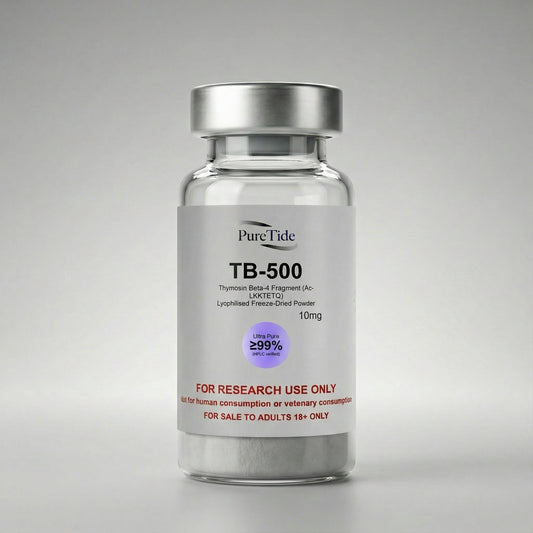 TB500 Vial product shot on studio backdrop